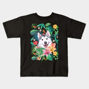 Tropical Siberian Husky 7 Kids T-Shirt